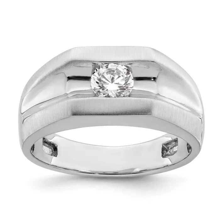 Rings 050ct CZ Solid Real 14K White Gold 1Stone Polished Mens Ring Goldia Rings 050ct CZ Solid Real 14K White Gold 1Stone Polished Mens Ring Goldia