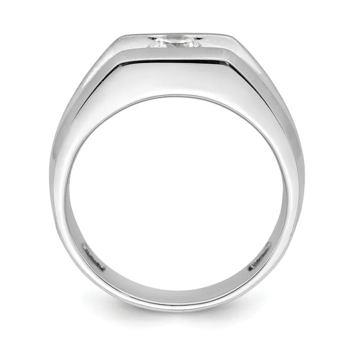 Rings 050ct CZ Solid Real 14K White Gold 1Stone Polished Mens Ring Goldia