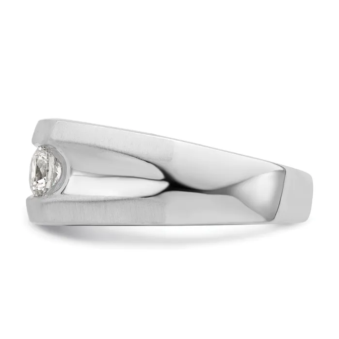 Rings 050ct CZ Solid Real 14K White Gold 1Stone Polished Mens Ring Goldia