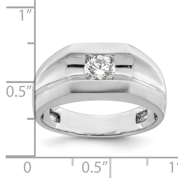 Rings 050ct CZ Solid Real 14K White Gold 1Stone Polished Mens Ring Goldia