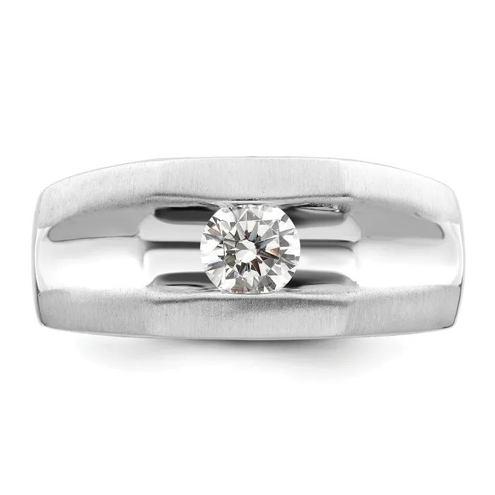 Rings 050ct CZ Solid Real 14K White Gold 1Stone Polished Mens Ring Goldia
