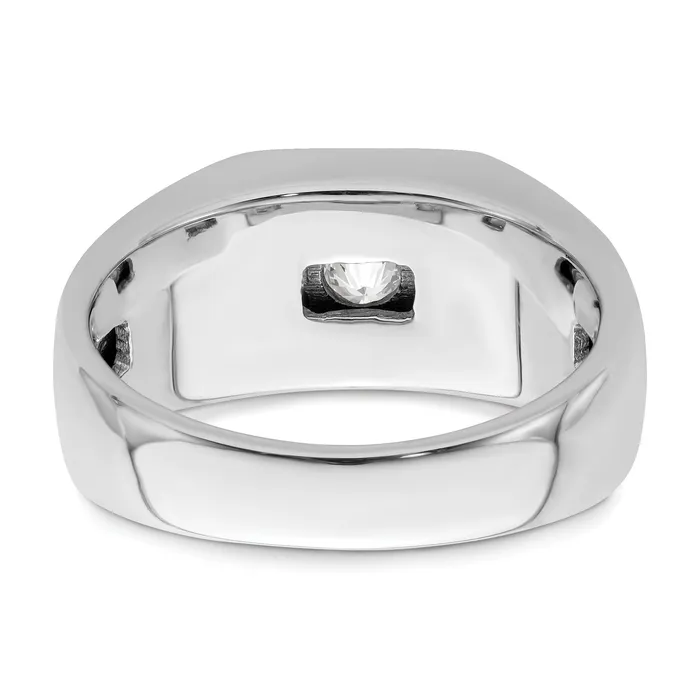 Rings 050ct CZ Solid Real 14K White Gold 1Stone Polished Mens Ring Goldia