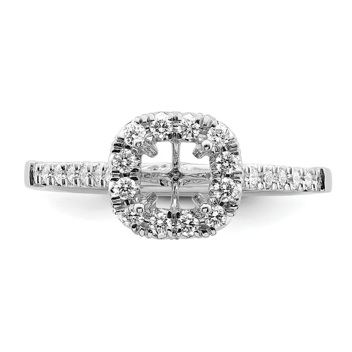 Rings 050ct CZ Solid Real 14K White Gold Cushion Halo Engagement Ring Goldia