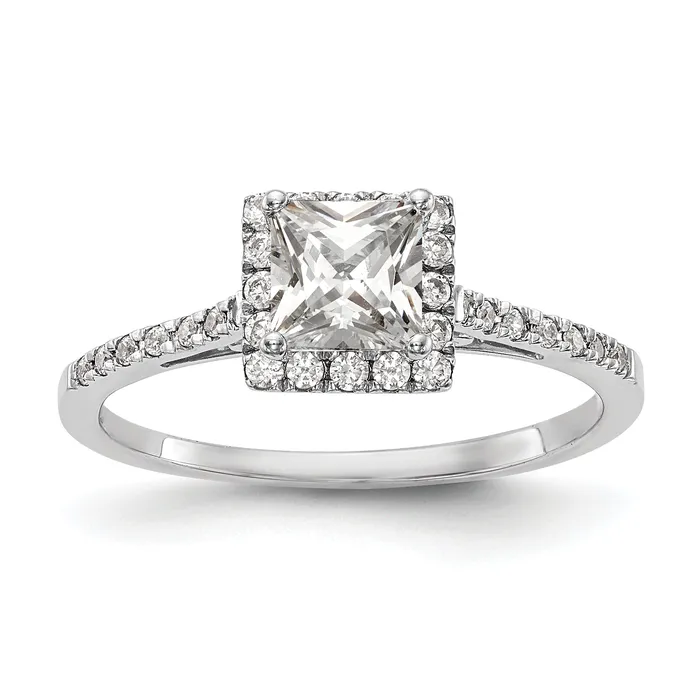 Rings 050ct CZ Solid Real 14K White Gold Princess Halo Engagement Ring Goldia Rings 050ct CZ Solid Real 14K White Gold Princess Halo Engagement Ring Goldia