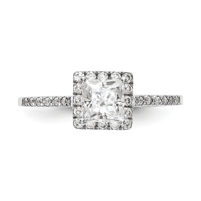 Rings 050ct CZ Solid Real 14K White Gold Princess Halo Engagement Ring Goldia