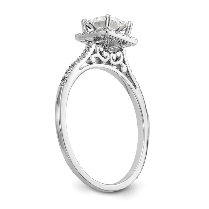 Rings 050ct CZ Solid Real 14K White Gold Princess Halo Engagement Ring Goldia