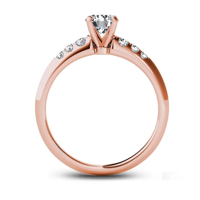 Rings 075 CT TW Natural Diamond Engagement Ring in Solid 14K Rose Gold Goldia Rings 075 CT TW Natural Diamond Engagement Ring in Solid 14K Rose Gold Goldia