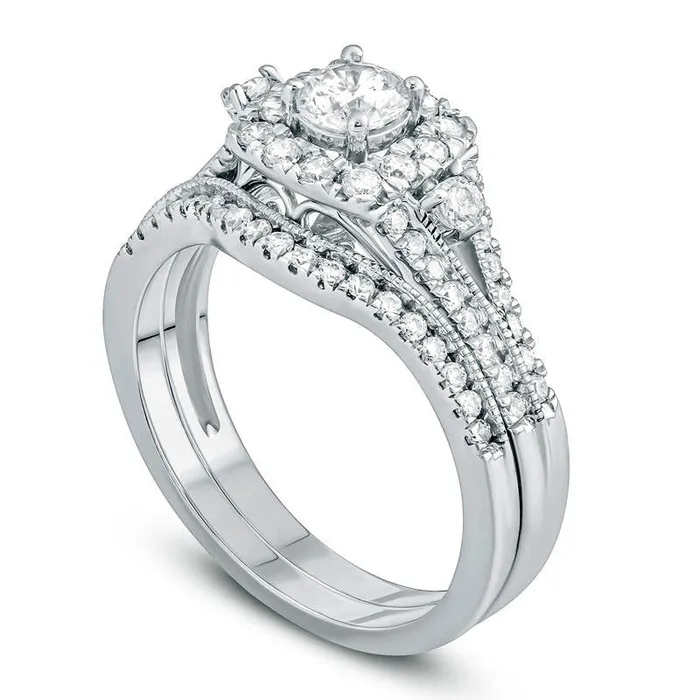 Rings 10 CT TW Natural Diamond Cushion Frame Antique VintageStyle Bridal Engagement Ring Set in Solid 10K White Gold Goldia Rings 10 CT TW Natural Diamond Cushion Frame Antique VintageStyle Bridal Engagement Ring Set in Solid 10K White Gold Goldia