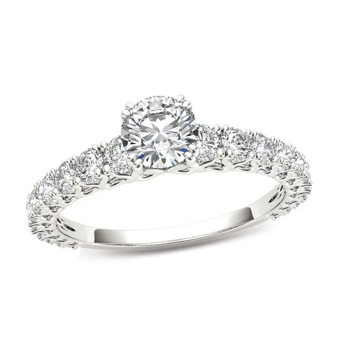 Rings 1 CT TW Diamond Engagement Ring in 14K White Gold Goldiacom