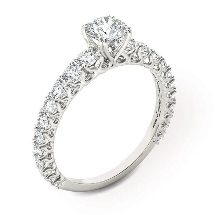 Rings 1 CT TW Diamond Engagement Ring in 14K White Gold Goldiacom