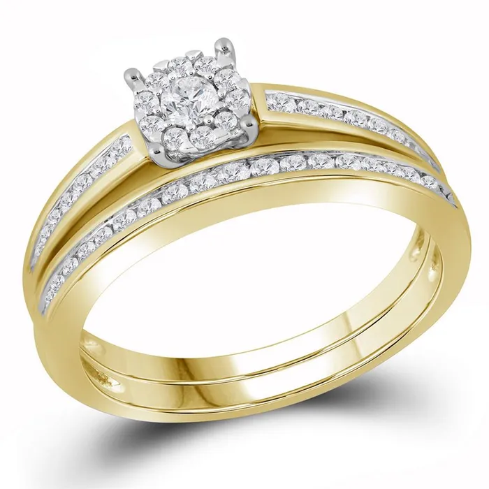 Rings 10k Yellow Gold Round Diamond Bridal Wedding Ring Set 12 Cttw gndatlanta