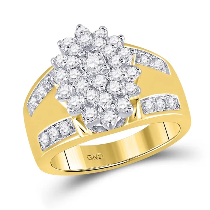 Rings 10k Yellow Gold Round Diamond Oval Cluster Ring 1 Cttw gndatlanta Rings 10k Yellow Gold Round Diamond Oval Cluster Ring 1 Cttw gndatlanta