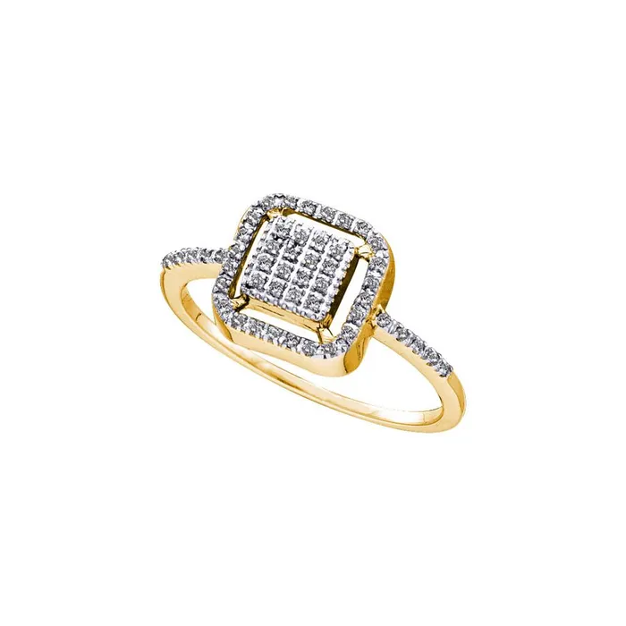 Rings 10k Yellow Gold Round Diamond Square Cluster Ring 18 Cttw gndatlanta Rings 10k Yellow Gold Round Diamond Square Cluster Ring 18 Cttw gndatlanta