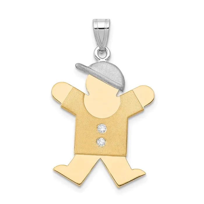 Rings 14k Two tone AA Diamond kid pendant Goldiacom