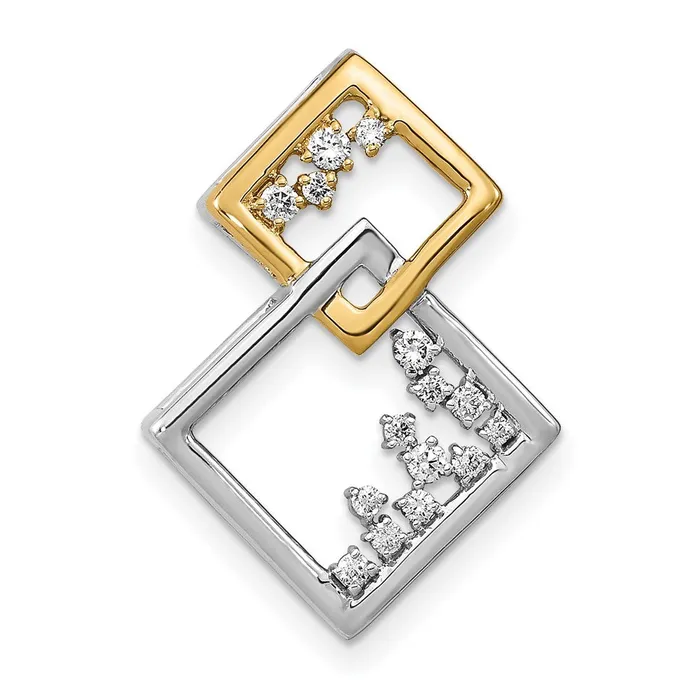Rings 14k TwoTone Gold Polished Double Square Real Diamond Chain Slide Goldia Rings 14k TwoTone Gold Polished Double Square Real Diamond Chain Slide Goldia