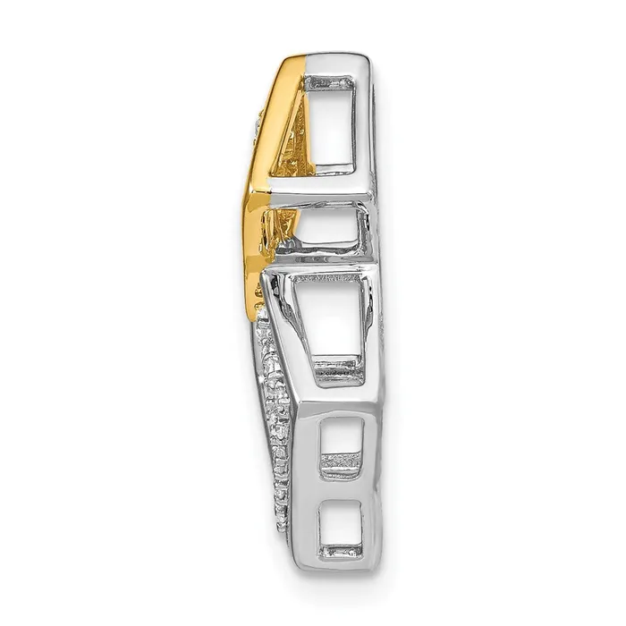 Rings 14k TwoTone Gold Polished Double Square Real Diamond Chain Slide Goldia