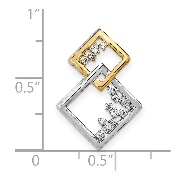 Rings 14k TwoTone Gold Polished Double Square Real Diamond Chain Slide Goldia