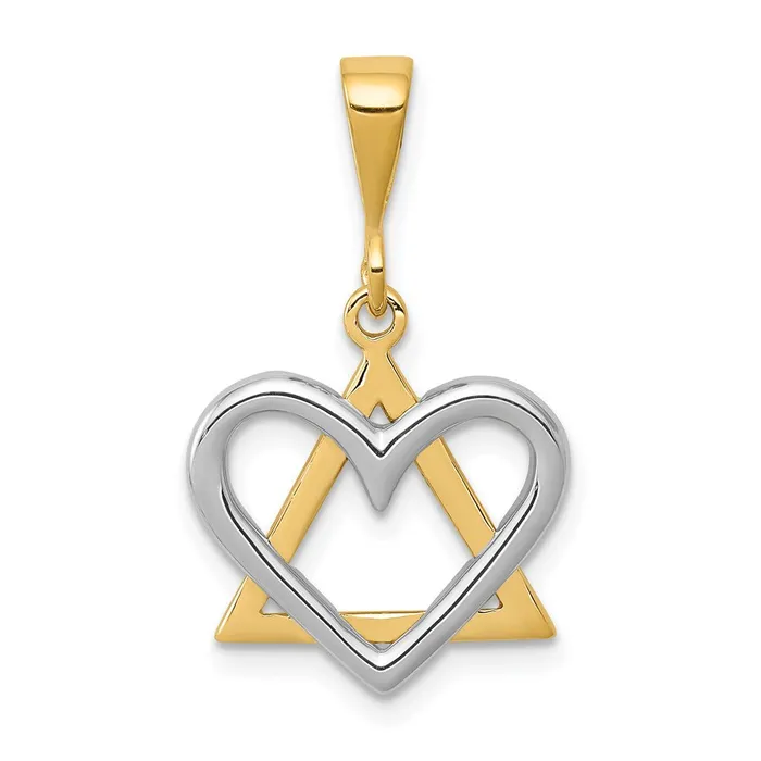 Rings 14k Twotone Gold Twotone Gold Star of David Heart Pendant Goldia