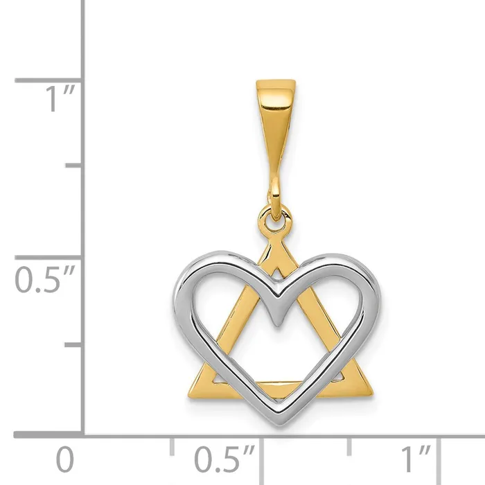 Rings 14k Twotone Gold Twotone Gold Star of David Heart Pendant Goldia