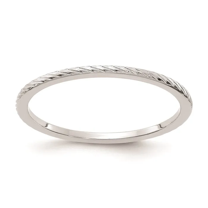 Rings 14K White Gold 12mm Twisted Wire Pattern Stackable Band Goldia