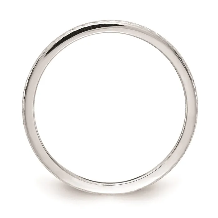 Rings 14K White Gold 12mm Twisted Wire Pattern Stackable Band Goldia