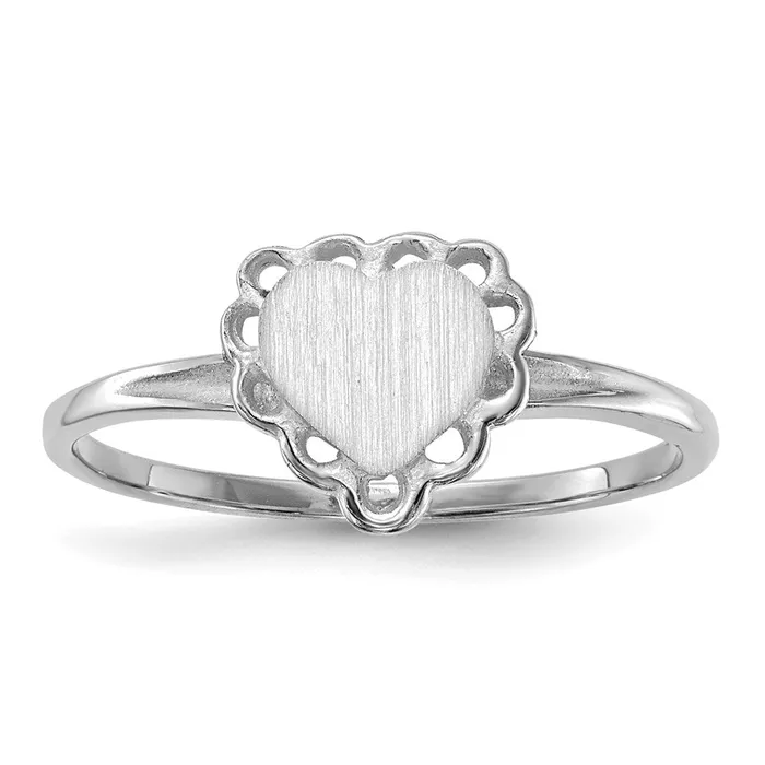 Rings 14k White Gold 60x65mm Open Back Heart Signet Ring Goldia