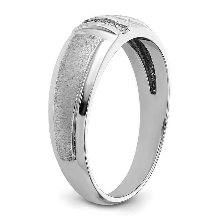 Rings 14k White Gold Mens Polished and Satin 3Stone 120 Ct Lab Grown Diamond Ring Goldia