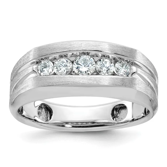 Rings 14k White Gold Mens Satin Finish 12 carat Diamond Complete Ring Goldia Rings 14k White Gold Mens Satin Finish 12 carat Diamond Complete Ring Goldia