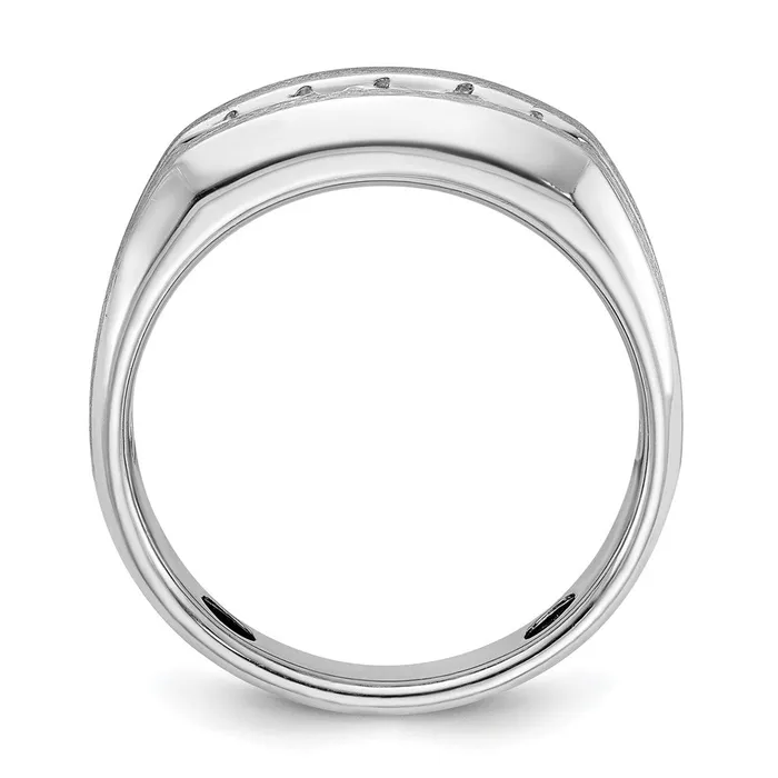 Rings 14k White Gold Mens Satin Finish 12 carat Diamond Complete Ring Goldia