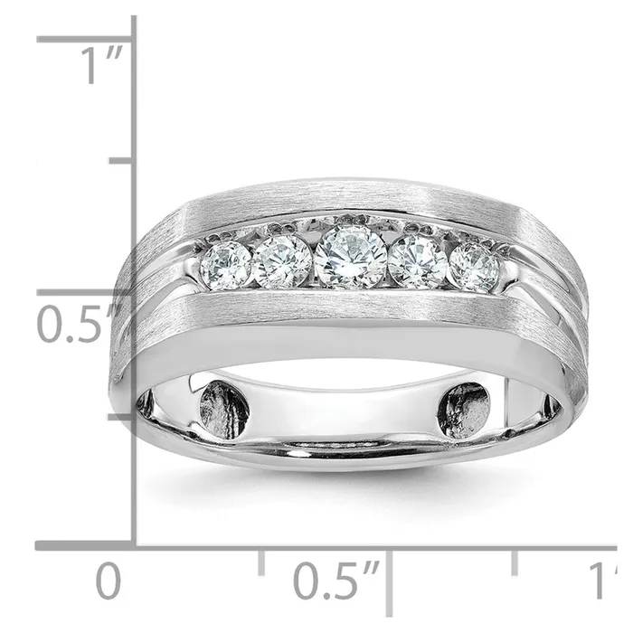 Rings 14k White Gold Mens Satin Finish 12 carat Diamond Complete Ring Goldia