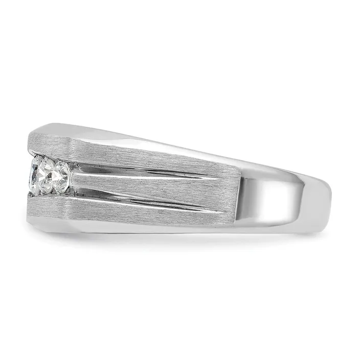 Rings 14k White Gold Mens Satin Finish 12 carat Diamond Complete Ring Goldia