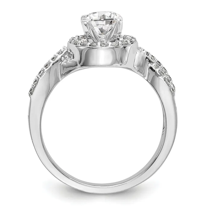 Rings 14K White Gold Peg Set Simulated Diamond Halo Engagement Ring Goldiacom