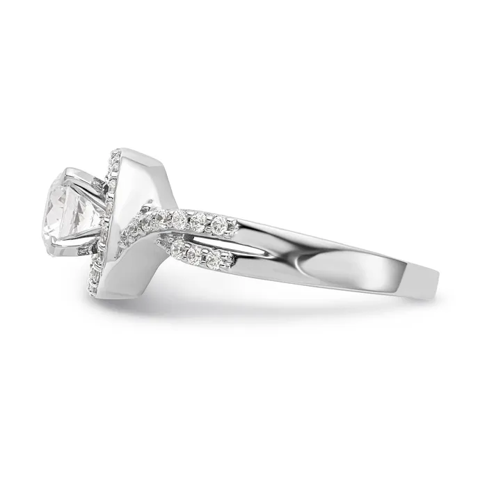 Rings 14K White Gold Peg Set Simulated Diamond Halo Engagement Ring Goldiacom
