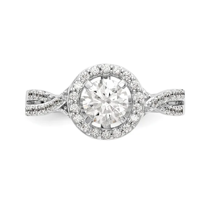 Rings 14K White Gold Peg Set Simulated Diamond Halo Engagement Ring Goldiacom