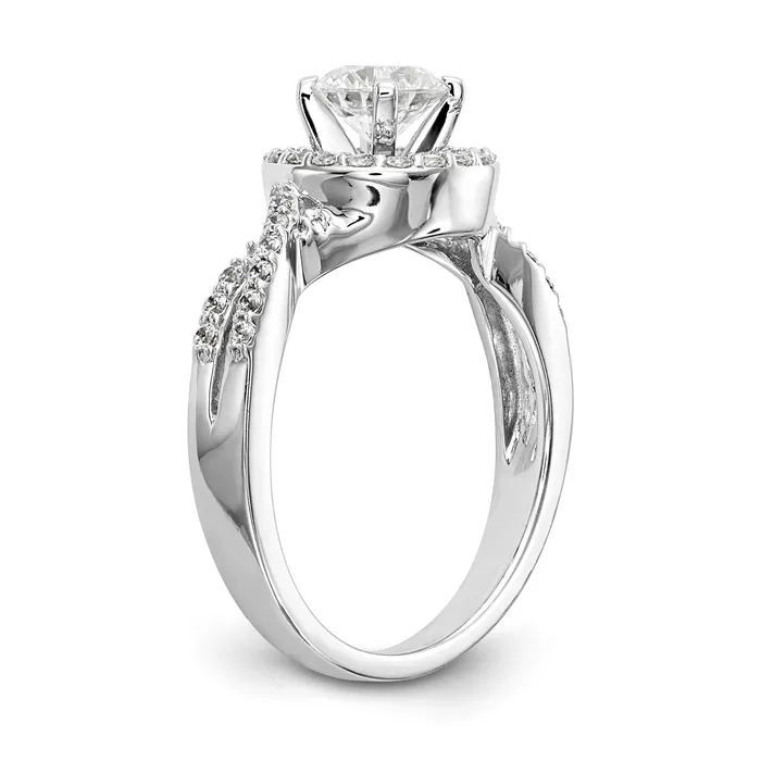 Rings 14K White Gold Peg Set Simulated Diamond Halo Engagement Ring Goldiacom