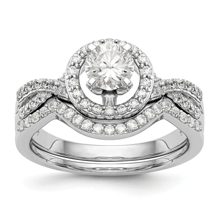 Rings 14K White Gold Peg Set Simulated Diamond Halo Engagement Ring Goldiacom