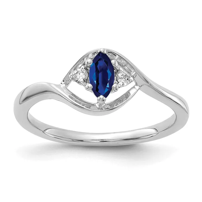Rings 14k White Gold Real Diamond and Marquise Sapphire Ring Goldiacom