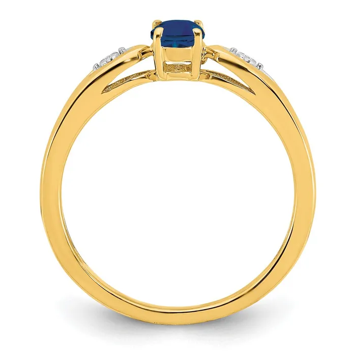 Rings 14K Yellow Gold Sapphire and Real Diamond Ring Goldia