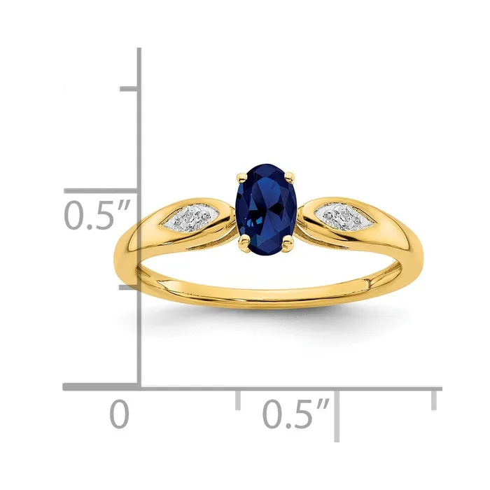 Rings 14K Yellow Gold Sapphire and Real Diamond Ring Goldia