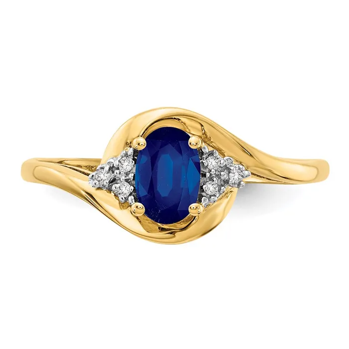 Rings 14K Yellow Gold Sapphire and Real Diamond Ring Goldia