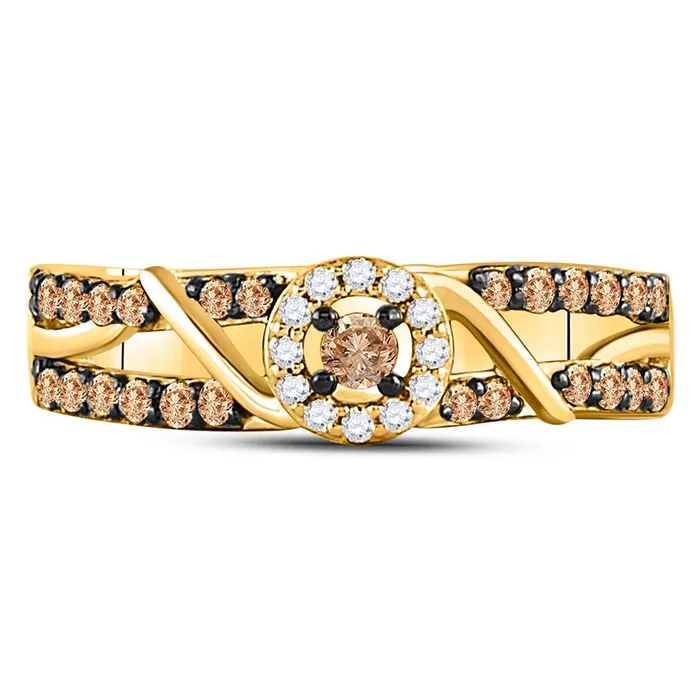 Rings gndatlanta 10k Yellow Gold Round Brown Diamond Solitaire Ring 38 Cttw Rings gndatlanta 10k Yellow Gold Round Brown Diamond Solitaire Ring 38 Cttw