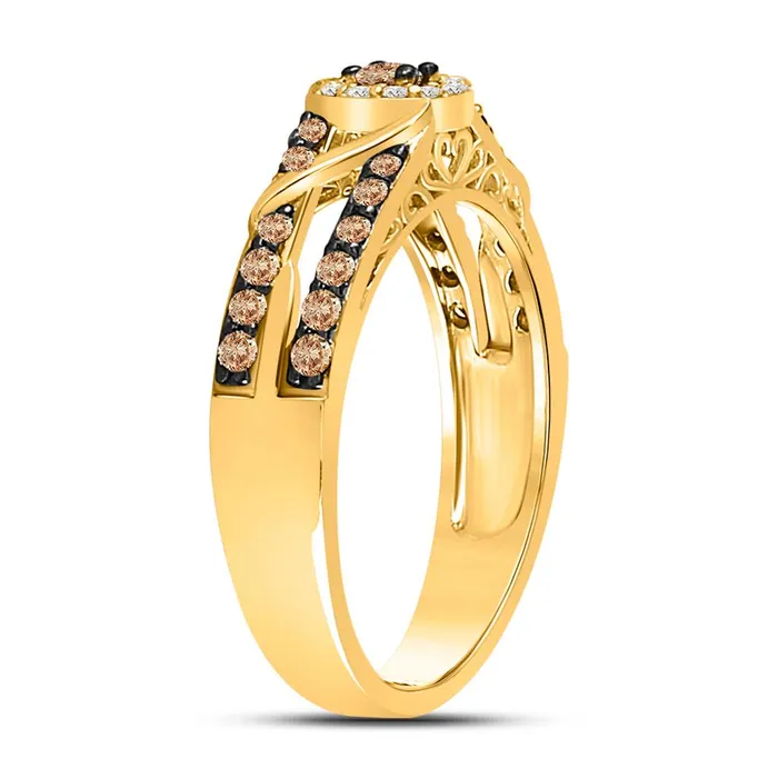 Rings gndatlanta 10k Yellow Gold Round Brown Diamond Solitaire Ring 38 Cttw
