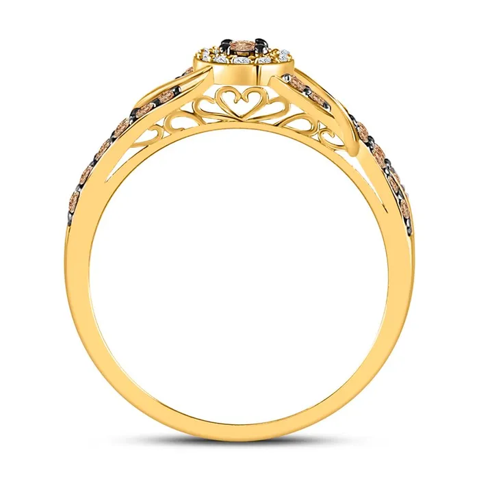 Rings gndatlanta 10k Yellow Gold Round Brown Diamond Solitaire Ring 38 Cttw