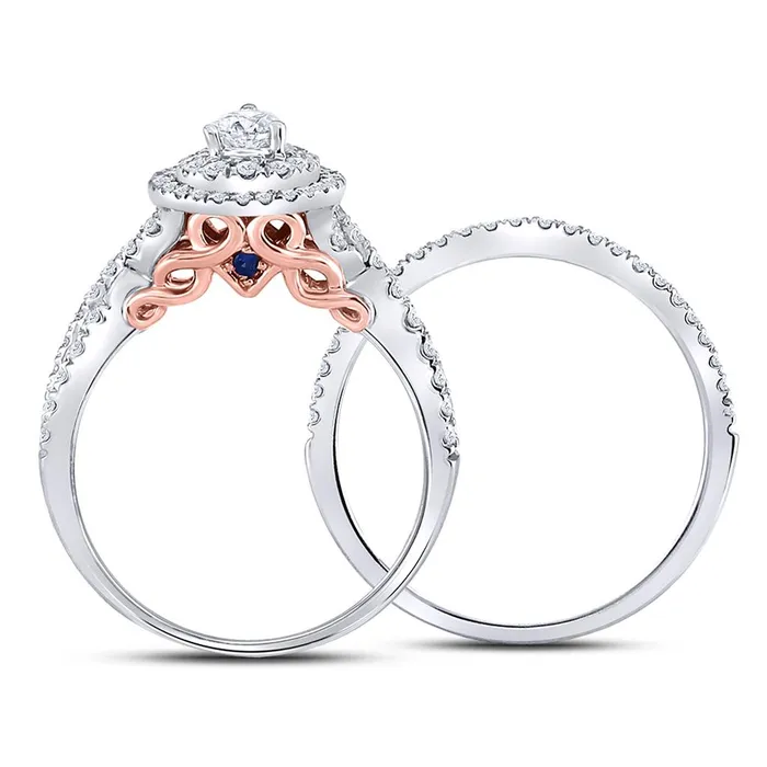 Rings gndatlanta 14k Twotone Gold Pear Diamond Bridal Wedding Ring Set 1 Cttw