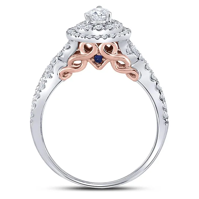 Rings gndatlanta 14k Twotone Gold Pear Diamond Bridal Wedding Ring Set 1 Cttw