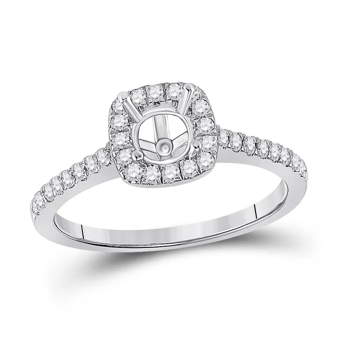 Rings gndatlanta 14k White Gold Round Diamond 12 Ct Cushion Center Bridal SemiMount Ring 13 Ctw Rings gndatlanta 14k White Gold Round Diamond 12 Ct Cushion Center Bridal SemiMount Ring 13 Ctw