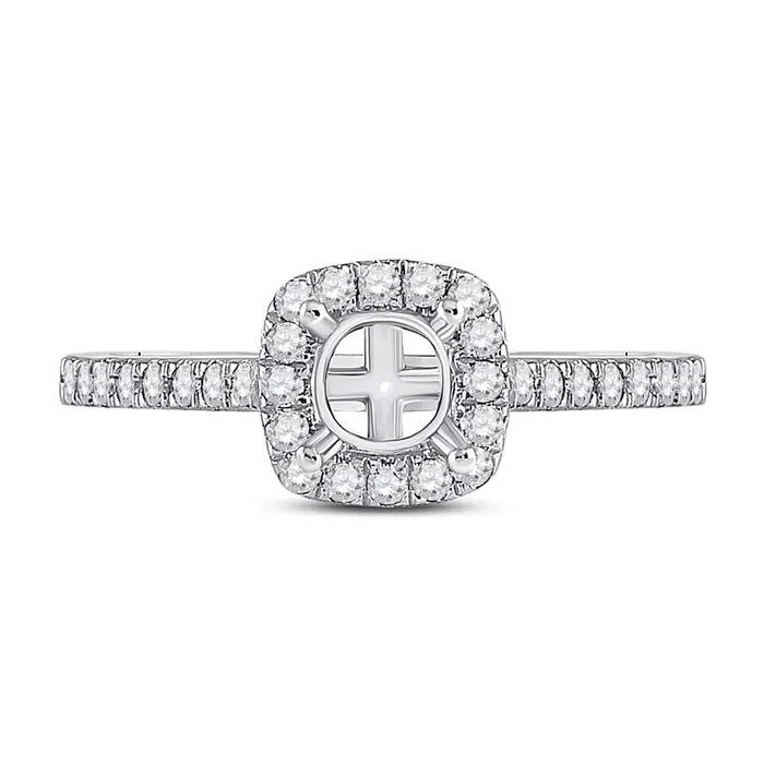 Rings gndatlanta 14k White Gold Round Diamond 12 Ct Cushion Center Bridal SemiMount Ring 13 Ctw