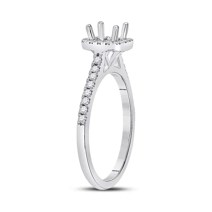Rings gndatlanta 14k White Gold Round Diamond 12 Ct Cushion Center Bridal SemiMount Ring 13 Ctw