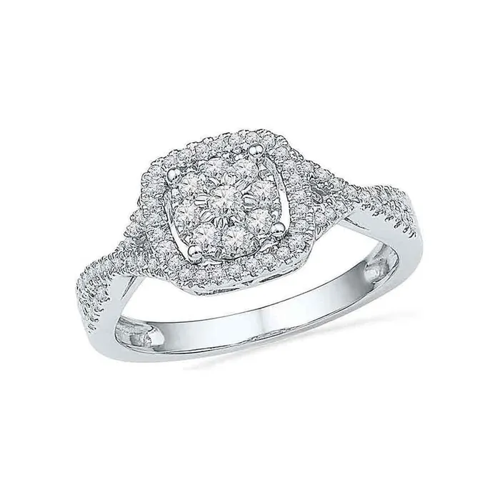Rings gndatlanta 14k White Gold Round Diamond Cluster Ring 38 Cttw