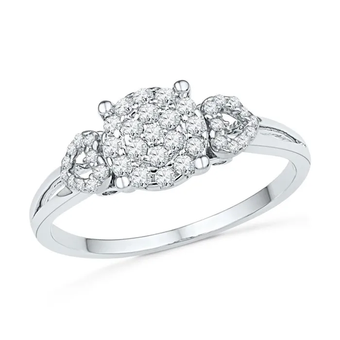 Rings gndatlanta 14k White Gold Round Diamond Concentric Cluster Heart Ring 13 Cttw Rings gndatlanta 14k White Gold Round Diamond Concentric Cluster Heart Ring 13 Cttw
